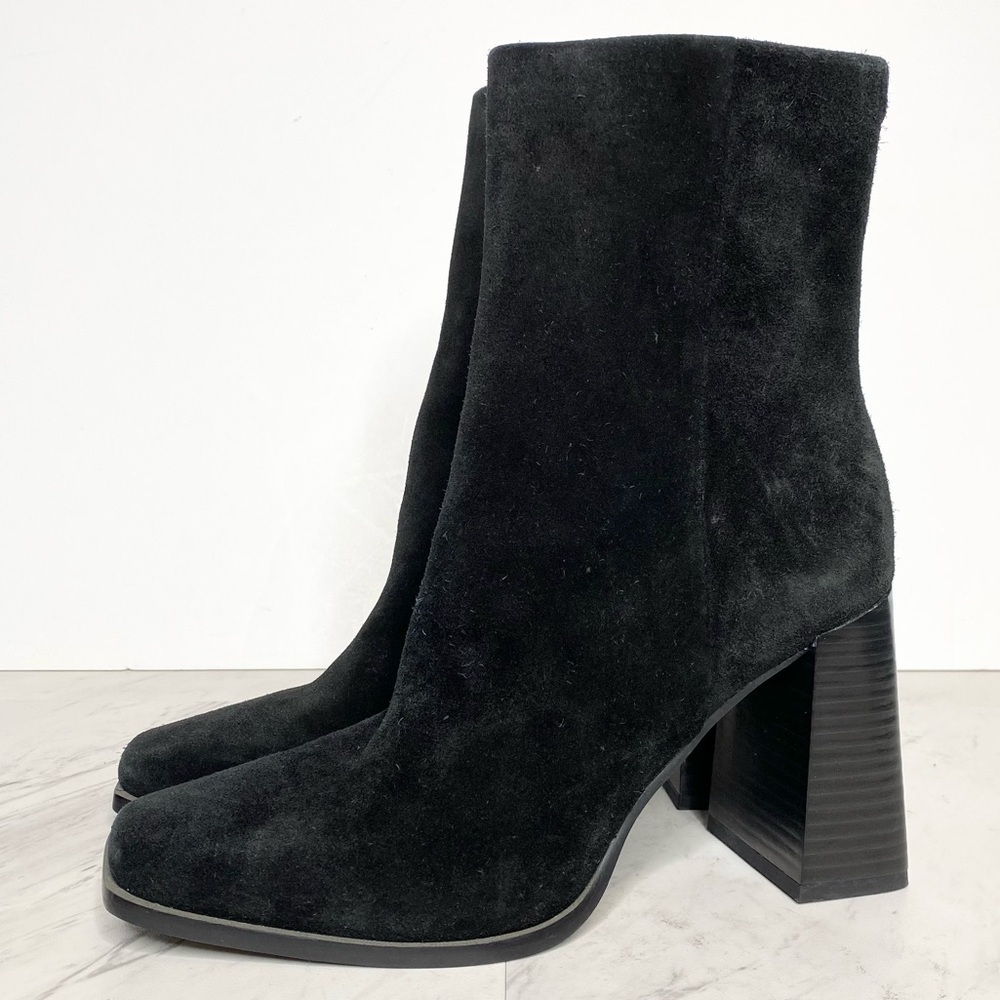 Sam Edelman Ivette Black Suede Square Toe Bootie 7 1/2 M